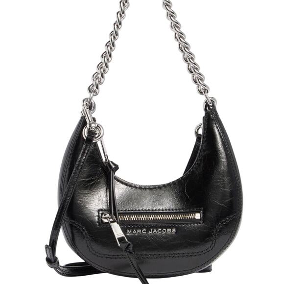 Marc Jacob’s Mini Crescent leather Crossbody Bag Black with Silver Hardware
